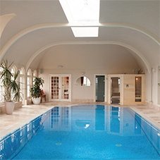 Poolside sauna in South West England