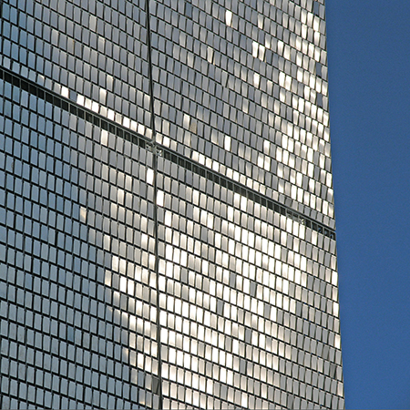 Shimmering Stereo-kinetic cladding façade for Ocean Terminal Shopping Centre