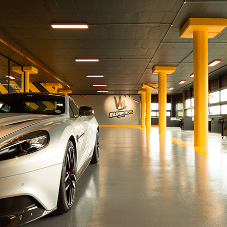 Bright and vibrant floor for unique luxury car wash