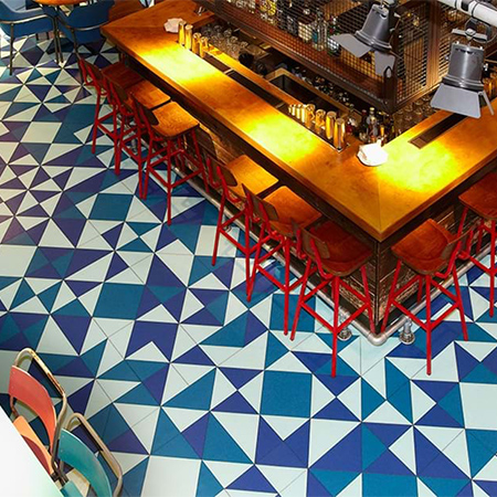 Colourful and funky flooring for Giraffe