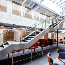 New stainless steel feature stair case for learning centre in Leeds