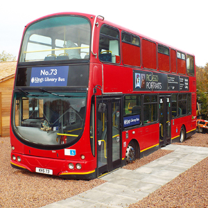 Kings Hawford celebrate opening of double decker bus library