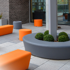 Orange & Grey Outdoor Seating To Match GSK Branding