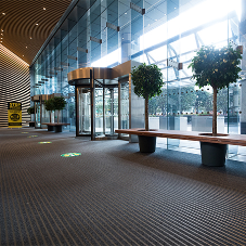 Bronze anodised entrance matting at Credit Suisse, One Cabot Square