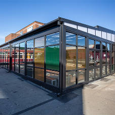 Free-standing mono-pitch canopy has been installed at a St Helens school