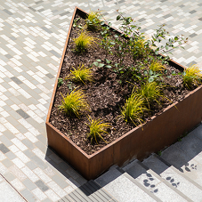 Furnitubes Akri steel planters at Woking regeneration scheme