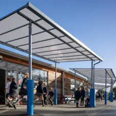 Ysgol Ty Ffynnon in Flintshire Adds Six Outdoor Canopies