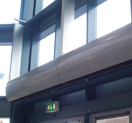 Dimplex air curtain, in-situ at Staveley Healthy Living Centre