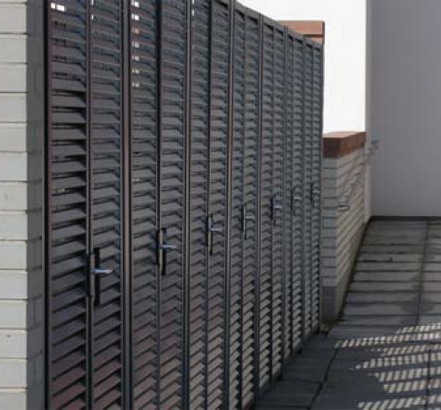Talia<sup>®</sup>80 steel louvred panels, used to create bin-store gates