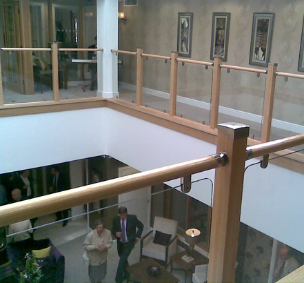 The glass panel system was fitted on the clubhouse's gallery landing, which overlooks the main atrium