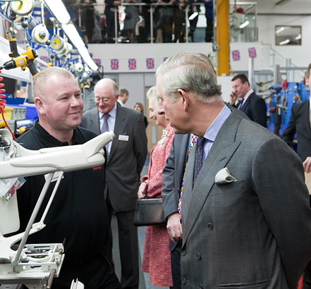 The Prince of Wales looks around Stannah Lifts