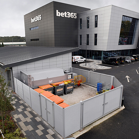 Bespoke wheelie bin store and cycle compound for bet365 HQ