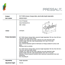 Pressalit 3000 Shower / Change Table