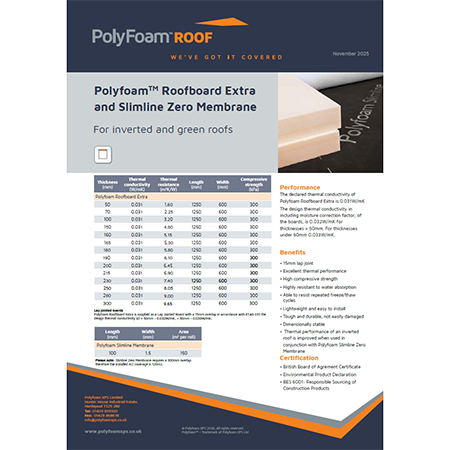 PolyfoamTM Roofboard Extra and Slimline Zero Membrane