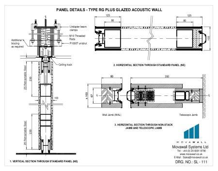 SL-111 Panel details - Type RG Plus Glazed Acoustic Wall