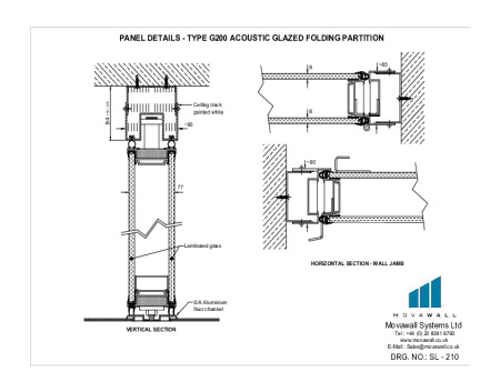 SL-210 Panel details - Type G200 Acoustic glazed folding partition-Layout