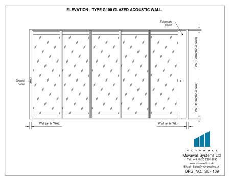 SL-109 Elevation - Type G100 Glazed acoustic wall