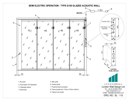 SL-110 Semi Electric Operation - Type G100 Glazed acoustic wall