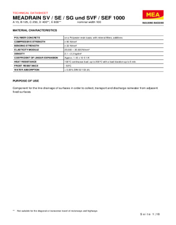 MEADRAIN SV / SE / SG & SVF / SEF 1000