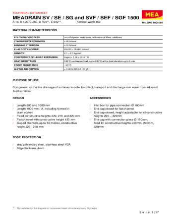 MEADRAIN SV / SE / SG and SVF / SEF / SGF 1500