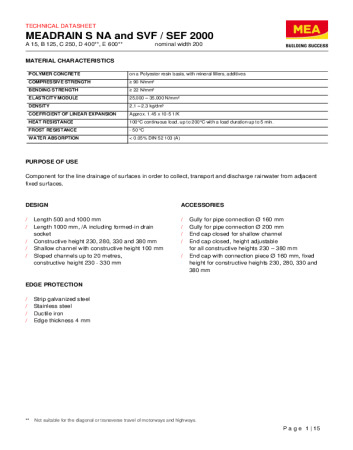 MEADRAIN S NA and SVF / SEF 2000