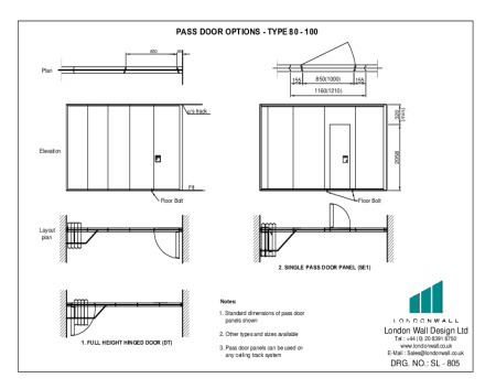 SL-805 Full Height DT and Single Inset Pass Door SE - Type 80 - 100