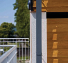 Render bead render and wooden cladding