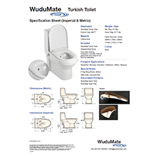 Wudumate Turkish Toilet Spec Sheet